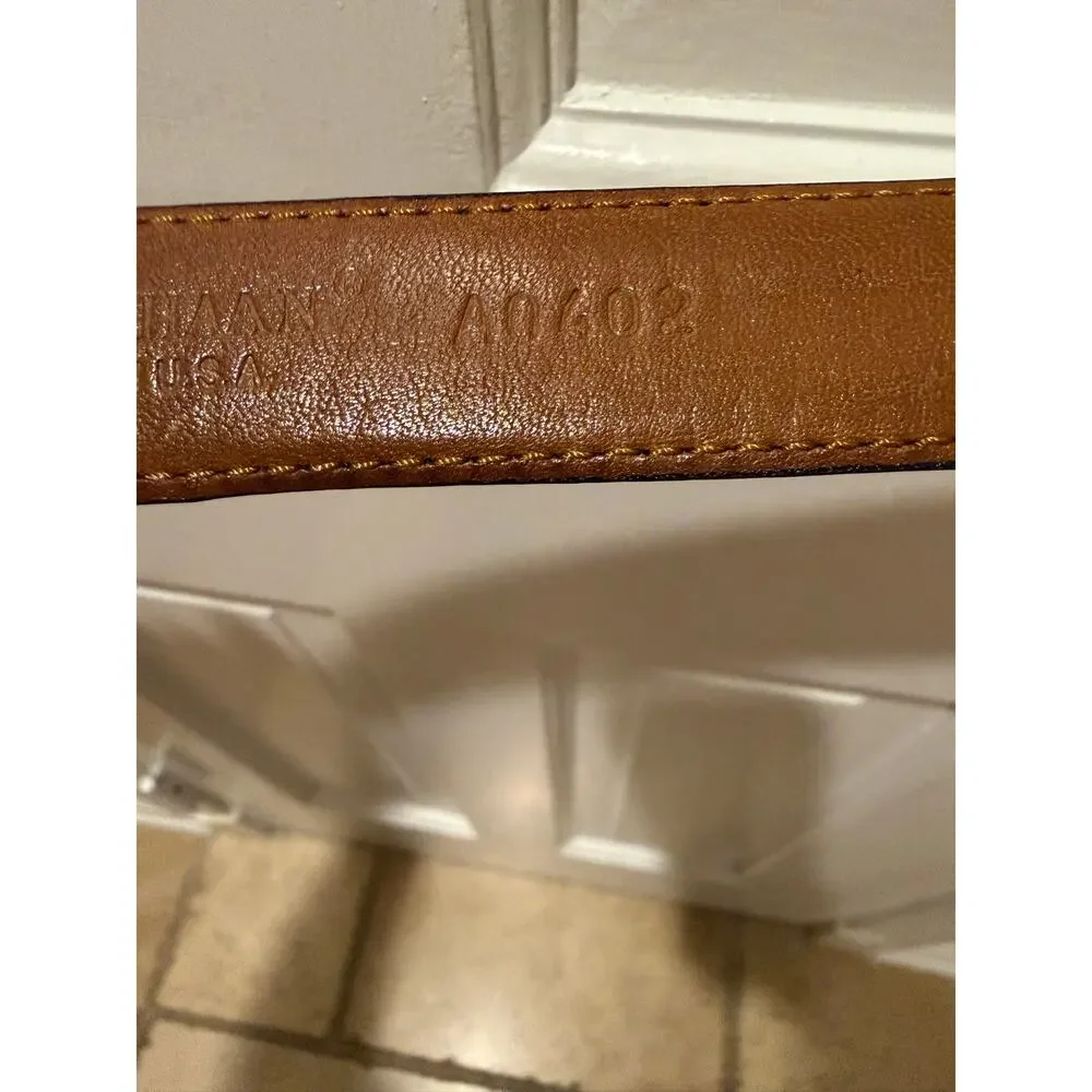 Vintage Cole Haan A0402 Black Leather Dress Belt Solid Brass Buckle Size 38